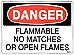FLAMMABLE NO MATCHES OR OPEN FLAMES